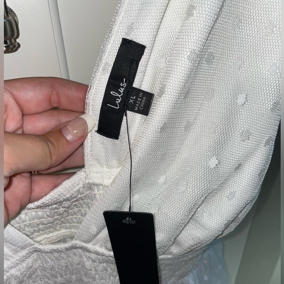 White Swiss dot tie strap tiered midi dress NWT - Picture 8 of 9